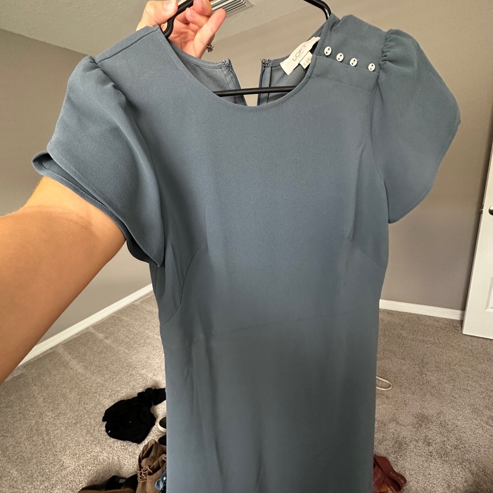LOFT Slate Blue Midi Dress